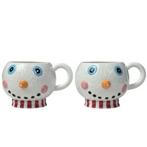 Department 56 Snowman Face Mug Set of 2 Christmas Holiday Mugs
